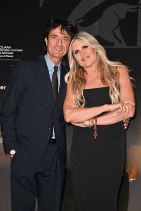Taormina, 71st Taormina Film Festival 2025 - Day 2, Red Carpet. In the photo: Tiziana Rocca , Giulio base  Copyright: xManuelexMangiarottix xipa-agency.netx xMangiarottix xD avanzox IPA_Agency_IPA58941404