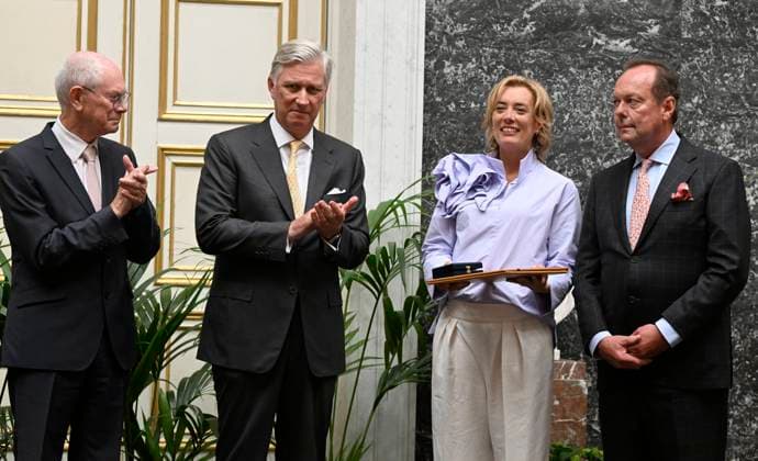 Presentation Of The 2025 Francqui Prize BRUSSELS, BELGIUM - JUNE 12 : King Philippe presents the Francqui 2025 Prize in Human Sciences to Professor Ine Van Hoyweghen of the Katholieke Universiteit Leuven, at the Palais des Académies in Brussels. Professor Ine Van Hoyweghen receives this prize for her interdisciplinary work on the social and ethical dimensions of biomedical sciences and technological innovation..on June 12, 2025 in Brussels, Belgium, 12 06 2025 Brussels Belgium  Copyright: xBertxVanxDenxBrouckex
