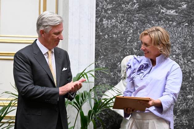 Presentation Of The 2025 Francqui Prize BRUSSELS, BELGIUM - JUNE 12 : King Philippe presents the Francqui 2025 Prize in Human Sciences to Professor Ine Van Hoyweghen of the Katholieke Universiteit Leuven, at the Palais des Académies in Brussels. Professor Ine Van Hoyweghen receives this prize for her interdisciplinary work on the social and ethical dimensions of biomedical sciences and technological innovation..on June 12, 2025 in Brussels, Belgium, 12 06 2025 Brussels Belgium  Copyright: xBertxVanxDenxBrouckex