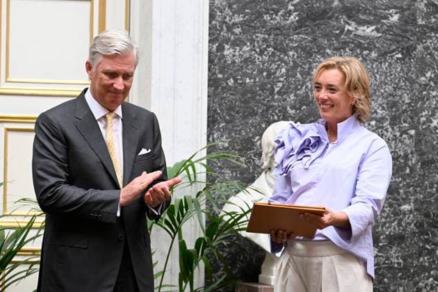 Presentation Of The 2025 Francqui Prize BRUSSELS, BELGIUM - JUNE 12 : King Philippe presents the Francqui 2025 Prize in Human Sciences to Professor Ine Van Hoyweghen of the Katholieke Universiteit Leuven, at the Palais des Académies in Brussels. Professor Ine Van Hoyweghen receives this prize for her interdisciplinary work on the social and ethical dimensions of biomedical sciences and technological innovation..on June 12, 2025 in Brussels, Belgium, 12 06 2025 Brussels Belgium  Copyright: xBertxVanxDenxBrouckex