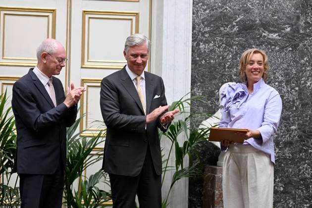 Presentation Of The 2025 Francqui Prize BRUSSELS, BELGIUM - JUNE 12 : King Philippe, , Count Herman Van Rompuy (President of the Francqui Foundation) present the Francqui 2025 Prize in Human Sciences to Professor Ine Van Hoyweghen of the Katholieke Universiteit Leuven, at the Palais des Académies in Brussels. Professor Ine Van Hoyweghen receives this prize for her interdisciplinary work on the social and ethical dimensions of biomedical sciences and technological innovation..on June 12, 2025 in Brussels, Belgium, 12 06 2025 Brussels Belgium  Copyright: xBertxVanxDenxBrouckex