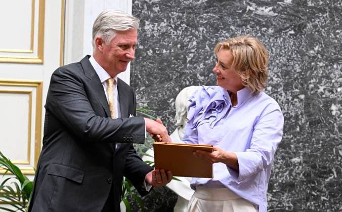 Presentation Of The 2025 Francqui Prize BRUSSELS, BELGIUM - JUNE 12 : King Philippe presents the Francqui 2025 Prize in Human Sciences to Professor Ine Van Hoyweghen of the Katholieke Universiteit Leuven, at the Palais des Académies in Brussels. Professor Ine Van Hoyweghen receives this prize for her interdisciplinary work on the social and ethical dimensions of biomedical sciences and technological innovation..on June 12, 2025 in Brussels, Belgium, 12 06 2025 Brussels Belgium  Copyright: xBertxVanxDenxBrouckex