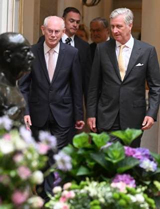 Presentation Of The 2025 Francqui Prize BRUSSELS, BELGIUM - JUNE 12 : King Philippe and , Count Herman Van Rompuy (President of the Francqui Foundation) presents the Francqui 2025 Prize in Human Sciences at the Palais des Académies in Brussels..on June 12, 2025 in Brussels, Belgium, 12 06 2025 Brussels Belgium  Copyright: xBertxVanxDenxBrouckex