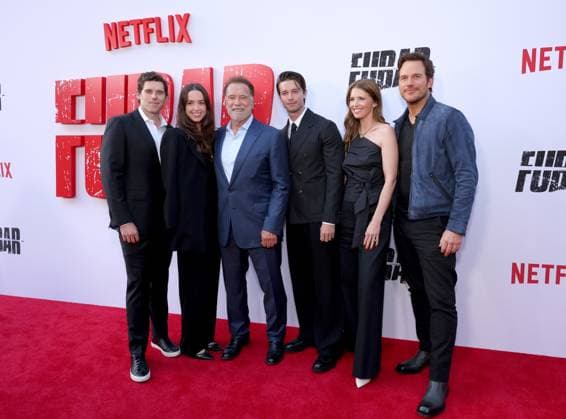 Bilder des Jahres 2025, Entertainment 06 Juni Entertainment Themen der Woche KW24 Christopher Schwarzenegger, Christina Schwarzenegger, Arnold Schwarzenegger, Patrick Schwarzenegger, Katherine Schwarzenegger, and Chris Pratt attend the Netflix FUBAR Season 2 Los Angeles Premiere at Netflix Tudum Theater in Los Angeles on Wednesday, June 11, 2025.  LAP20250611480 GREGxGRUDT