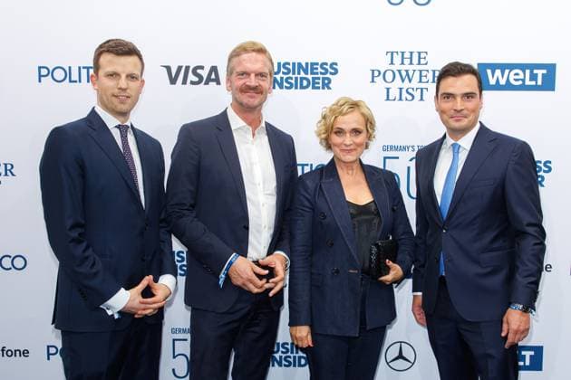 Award The Power List Germany s Top 50 Moritz Seyffart, Gordon Repinski, Caren Miosga and Jan Philipp Burgard at The Power List Germany s Top 50 at the Sphere restaurant in the TV tower on 05 06 2025 in Berlin Copyright: xEventpressxKochanx