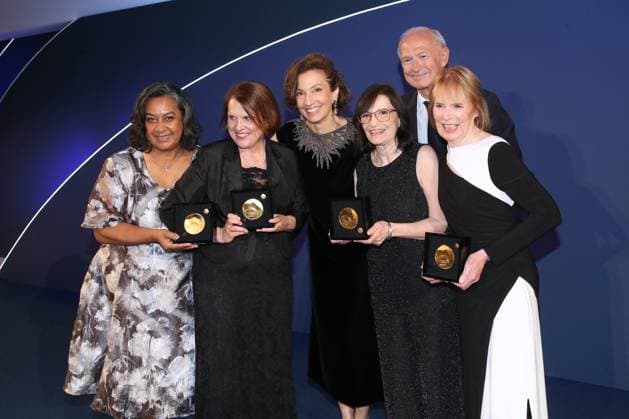 Presentation of the LOréal UNESCO International Award for Women in Science at UNESCO, Paris Laureate for Africa and the Arab States Professor Priscilla Baker, Analytical Chemistry Laureate for Europe Professor Claudia Felser, Condensed Matter Physics Laureate for Latin America and the Caribbean Professor Maria Teresa Dova, Particle and Field Physics and Laureate for North America Professor Barbara Finlayson Pitts, Sciences de lenvironnement avec Audrey Azoulay Directrice Générale de L Unesco et Jean Paul Agon Président de la Fondation LOréal Prix International LOréal UNESCO pour les Femmes et la Science à lUNESCO, Paris, France le 12 Juin 2025 Bertrand Rindoff Bestimage Ceremony of the LOréal UNESCO for Women in Science Awards Ceremony at  Copyright: xBERTRANDxRINDOFFxPETROFFx xBESTIMAGExBERTRANDxRINDOFFxPETROFFx xBESTIMAGEx