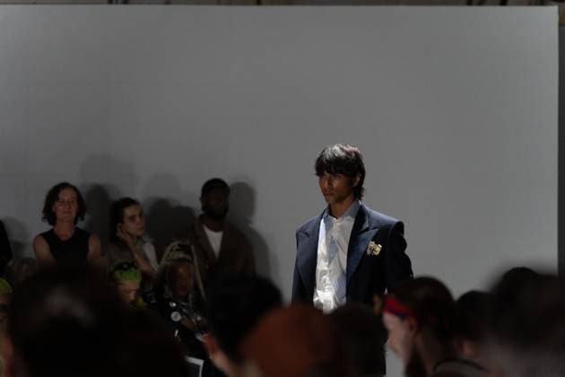 June 13, 2025, London, England, United Kingdom: The BA Fashion students from the University of Westminster are presenting their annual graduate show this evening in London. The event opens at 18:30 at Ambika P3, featuring runway presentations that highlight the final-term collections crafted by undergraduates in their final year. Attendees can expect a diverse display of menswear and womenswear, textile innovation, tailoring and experimental design, reflecting each studentÃ¢â‚¬â ¢s creative identity and technical proficiency. The show aims to mark the culmination of years of academic and practical training, offering observers insight into the next generation of designers entering the industry. London United Kingdom - ZUMAp242 20250613_zip_p242_006 Copyright: xJoaoxDanielxPereirax
