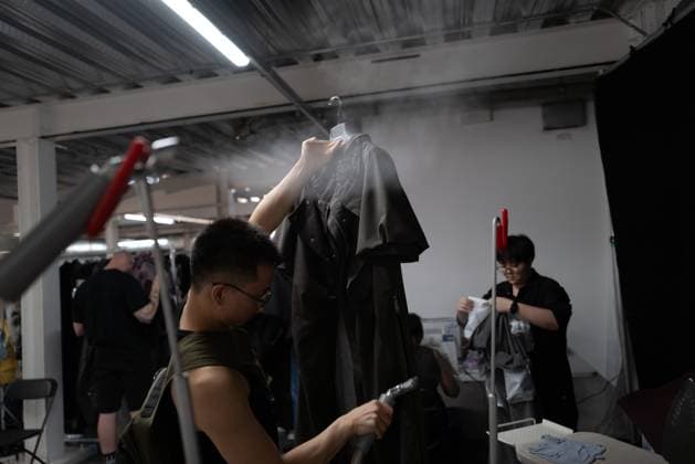 June 13, 2025, London, England, United Kingdom: The BA Fashion students from the University of Westminster are presenting their annual graduate show this evening in London. The event opens at 18:30 at Ambika P3, featuring runway presentations that highlight the final-term collections crafted by undergraduates in their final year. Attendees can expect a diverse display of menswear and womenswear, textile innovation, tailoring and experimental design, reflecting each studentÃ¢â‚¬â ¢s creative identity and technical proficiency. The show aims to mark the culmination of years of academic and practical training, offering observers insight into the next generation of designers entering the industry. London United Kingdom - ZUMAp242 20250613_zip_p242_043 Copyright: xJoaoxDanielxPereirax