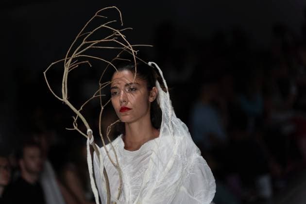 June 13, 2025, London, England, United Kingdom: The BA Fashion students from the University of Westminster are presenting their annual graduate show this evening in London. The event opens at 18:30 at Ambika P3, featuring runway presentations that highlight the final-term collections crafted by undergraduates in their final year. Attendees can expect a diverse display of menswear and womenswear, textile innovation, tailoring and experimental design, reflecting each studentÃ¢â‚¬â ¢s creative identity and technical proficiency. The show aims to mark the culmination of years of academic and practical training, offering observers insight into the next generation of designers entering the industry. London United Kingdom - ZUMAp242 20250613_zip_p242_053 Copyright: xJoaoxDanielxPereirax