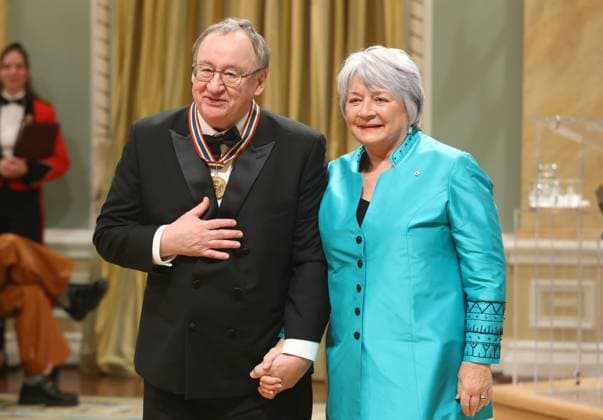 June 13, 2025, Ottawa, On, Canada: Governor General Mary Simon presents music composer Denis Gougeon with the Lifetime Artistic Achievement Award during the Governor General s Performing Arts Awards ceremony at Rideau Hall in Ottawa, on Friday, June 13, 2025. Ottawa Canada  - ZUMAc35_ 20250613_zaf_c35_151 Copyright: xPatrickxDoylex