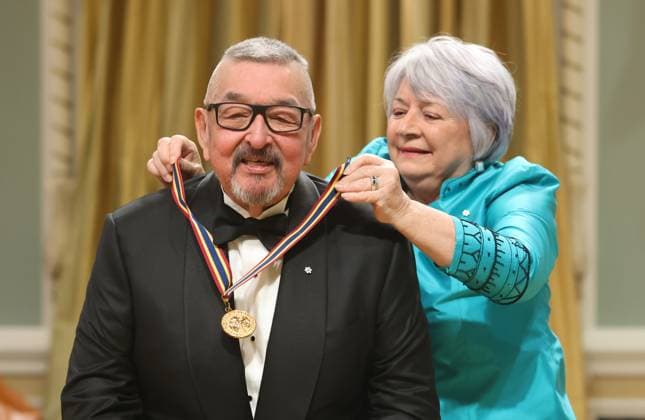 June 13, 2025, Ottawa, On, Canada: Governor General Mary Simon presents actor Graham Greene with the Lifetime Artistic Achievement Award during the Governor General s Performing Arts Awards ceremony at Rideau Hall in Ottawa, on Friday, June 13, 2025. Ottawa Canada  - ZUMAc35_ 20250613_zaf_c35_152 Copyright: xPatrickxDoylex