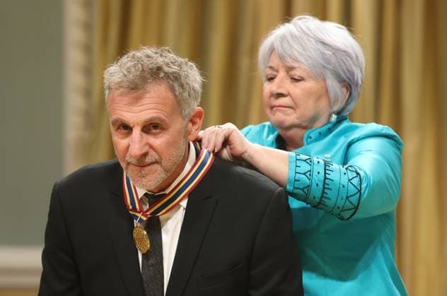 June 13, 2025, Ottawa, On, Canada: Governor General Mary Simon presents comedian and actor Patrick Huard with the Lifetime Artistic Achievement Award during the Governor General s Performing Arts Awards ceremony at Rideau Hall in Ottawa, on Friday, June 13, 2025. Ottawa Canada  - ZUMAc35_ 20250613_zaf_c35_155 Copyright: xPatrickxDoylex