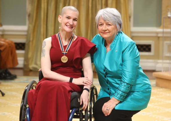 June 13, 2025, Ottawa, On, Canada: Governor General Mary Simon presents performance artist April Hubbard with the Ramon John Hnatyshyn Award for Voluntarism in the Performing Arts during the Governor General s Performing Arts Awards ceremony at Rideau Hall in Ottawa, on Friday, June 13, 2025. Ottawa Canada  - ZUMAc35_ 20250613_zaf_c35_160 Copyright: xPatrickxDoylex