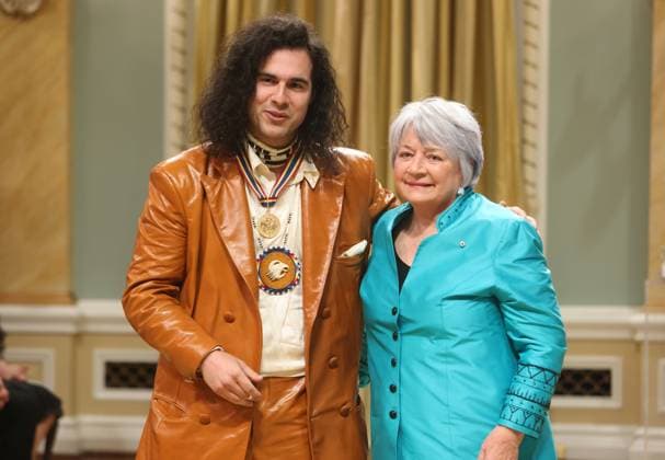 June 13, 2025, Ottawa, On, Canada: Governor General Mary Simon presents composer and ethnomusicologist Jeremy Dutcher with the National Arts Centre Award during the Governor General s Performing Arts Awards ceremony at Rideau Hall in Ottawa, on Friday, June 13, 2025. Ottawa Canada  - ZUMAc35_ 20250613_zaf_c35_161 Copyright: xPatrickxDoylex