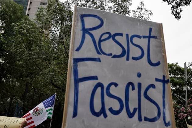 June 14, 2025, Mexico, Cdmx, Mexico: Not only in the Americas are protesting against President Donald Trump, but also abroad, a group of American citizens are taking to the streets of Mexico City toward the United States Embassy to show their disapproval and rejection of the recent violent actions, illegal deportations, and arrests against legal and illegal immigrants in Los Angeles and other sanctuary states. This anti-Trump demonstration is taking place on his birthday, to let him know that he is not a king, that they do not want tyrants, and that they will not celebrate the violence the Trump administration is inflicting on their own people. Mexico Mexico - ZUMAp204 20250614_zip_p204_023 Copyright: xJosuexPerezx