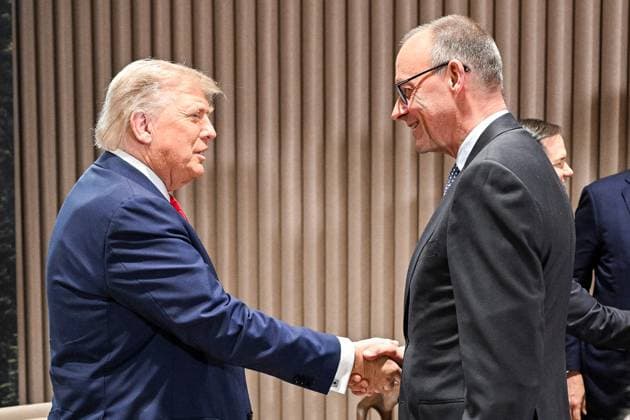 Kananaskis, Alberta, Canada, 16 06 2025 Mountain Lodge G7 Summit 2025 US President Donald Trump and German Chancellor Friedrich Merz CDU Copyright: xBergmann,xGuido BPA dtsxNachrichtenagenturx dts_71110