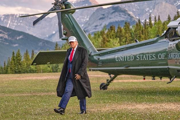 Kananaskis, Alberta, Canada, 15 06 2025 Mountain Lodge G7 Summit 2025 US President Donald Trump has arrived by helicopter Copyright: xGovernmentxofxCanada dtsxNachrichtenagenturx dts_71113