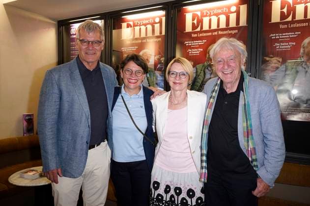 Donat Agosti, Niccel Steinberger, Livia Leu and Emil Steinberger at the premiere of the documentary Typisch Emil Vom Loslassen und Neuanfangen at Kant Kino Berlin, 16 06 2025 Foto:xT.xBartillax xFuturexImagex emil_5606