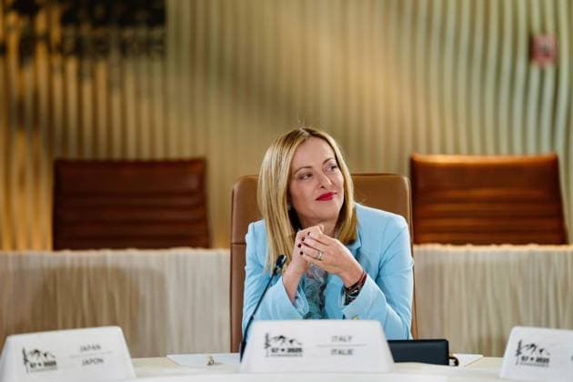 June 16, 2025, Kananaskis: Prime Minister of Italy Giorgia Meloni attends the G7 Global Economic Outlook working session at the G7 Leaders Summit in Kananaskis, Alberta, Canada, 16 June 2025. .ANSA CHIGI PALACE PRESS OFFICE FILIPPO ATTILI. NPK Kananaskis  - ZUMAa110 20250616_zaf_a110_047 Copyright: xChigixPalacexPressxOffice Filippx