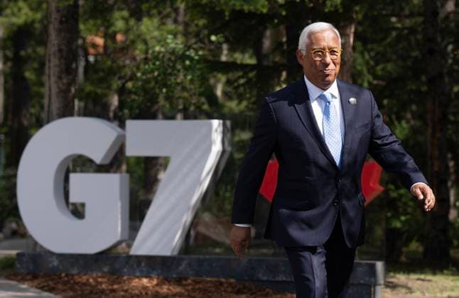 June 16, 2025, Kananaskis, Ab, Canada: European Council President Antonio Costa makes his way to the opening session following an official welcome ceremony at the G7 Summit in Kananaskis, Alta., on Monday, June 16, 2025. Kananaskis Canada  - ZUMAc35_ 20250616_zaf_c35_141 Copyright: xAdrianxWyldx