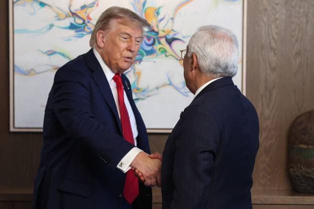Donald Trump President of the United States of America shake hands António Costa President of the European Council, during the Group of Seven (G7) Summit at the Pomeroy Kananaskis Mountain Lodge in Kananaskis, Alberta, Canada on Monday on June 16, 2025.  CAN2025061617 AlexandrosxMICHAILIDISx(EU)