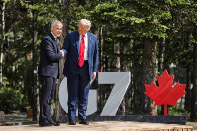 Kananaskis, Alberta, Canada, 16 06 2025 Mountain Lodge G7 Summit 2025 Canadian Prime Minister Mark Carney and US President Donald Trump Copyright: xGovernmentxofxCanada dtsxNachrichtenagenturx dts_71144