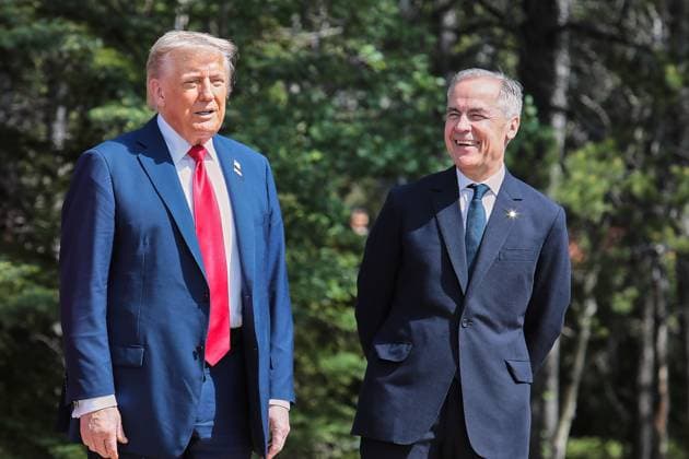 Kananaskis, Alberta, Canada, 16 06 2025 Mountain Lodge G7 Summit 2025 US President Donald Trump and Canadian Prime Minister Mark Carney Copyright: xGovernmentxofxCanada dtsxNachrichtenagenturx dts_71145