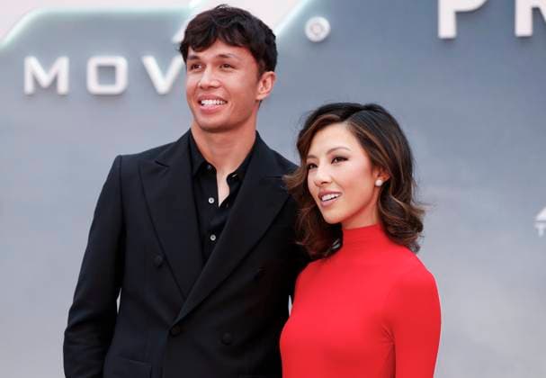 Alexander Albon and Muni Lily He arrive on the red carpet for the Apple Original Films & Warner Bros. Pictures F1 World Premiere in Times Square on Monday, June 16, 2025 in New York City.  NYP20250616141 JOHNxANGELILLO