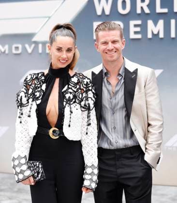 Nico Hülkenberg and partner Egle Ruskyte arrives on the red carpet for the Apple Original Films & Warner Bros. Pictures F1 World Premiere in Times Square on Monday, June 16, 2025 in New York City.  NYP20250616102 JOHNxANGELILLO