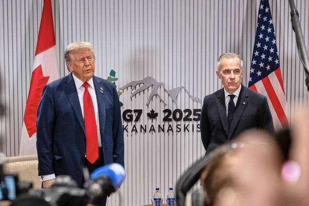 Kananaskis, Alberta, Canada, 16 06 2025 Mountain Lodge G7 Summit 2025 US President Donald Trump and the Prime Minister of Canada Mark Carney Copyright: xGovernmentxofxCanada dtsxNachrichtenagenturx dts_71139