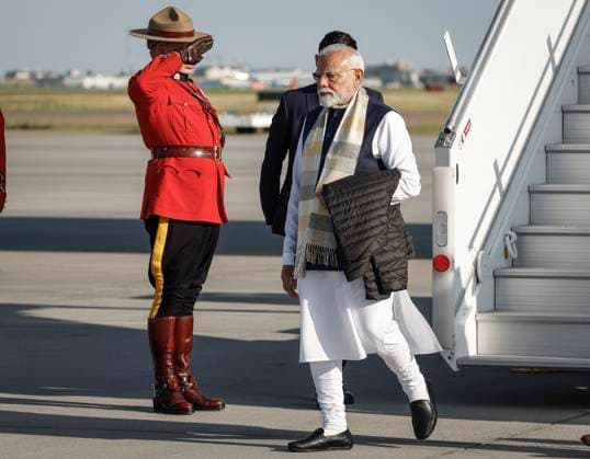 June 16, 2025, Calgary, Ab, CANADA: Indian Prime Minister Narendra Modi arrives in Calgary, Alta., Monday, June 16, 2025, to attend the G7 Leaders meeting taking place in Kananaskis. Calgary CANADA  - ZUMAc35_ 20250616_zaf_c35_278 Copyright: xJeffxMcintoshx
