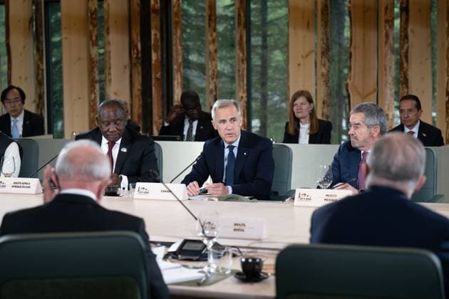 G7 SUMMIT CANADA, Prime Minister of Canada Mark Carney addresses a plenary session with Outreach partners at the G7 Leaders Summit in Kananaskis, Alberta, Canada, Tuesday, June 17, 2025. ( NO ARCHIVING Kananaskis ALBERTA CANADA  Copyright: xLUKASxCOCHx 20250618191948718398