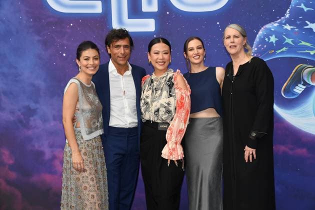 Rome, Italy: Rome, The Space Cinema Moderno Premiere of the Disney and Pixar Film Elio , Pictured: Alessandra Mastronardi, Adriano Giannini, Domee Shi, Madeline Sharafian and Mary Alice Drumm Rome Italy  - ZUMAp169 20250617_zea_p169_792 Copyright: xVincenzoxLandix
