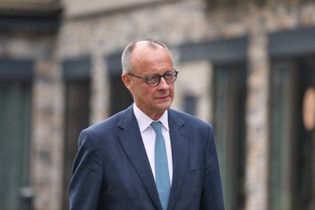 Kananaskis, Alberta, Canada, 17 06 2025 Mountain Lodge G7 Summit 2025 Federal Chancellor Friedrich Merz CDU at the end of the meeting on his way to make a statement to journalists in which he describes the summit as a complete success Copyright: xdtsxNachrichtenagenturx dts_71232