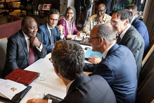 Kananaskis, Alberta, Canada, 17 06 2025 Mountain Lodge G7 Summit 2025 Bilateral meeting between the President of South Africa Cyril Ramaphosa and the German Chancellor Friedrich Merz CDU Copyright: xBergmann,xGuido BPA dtsxNachrichtenagenturx dts_71249