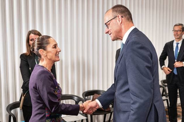 Kananaskis, Alberta, Canada, 17 06 2025 Mountain Lodge G7 Summit 2025 Bilateral meeting between the German Chancellor Friedrich Merz CDU and the President of Mexico Claudia Sheinbaum Copyright: xBergmann,xGuido BPA dtsxNachrichtenagenturx dts_71251