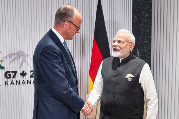 Kananaskis, Alberta, Canada, 17 06 2025 Mountain Lodge G7 Summit 2025 Bilateral meeting between the German Chancellor Friedrich Merz CDU and the Prime Minister of India Narendra Modi Copyright: xBergmann,xGuido BPA dtsxNachrichtenagenturx dts_71252