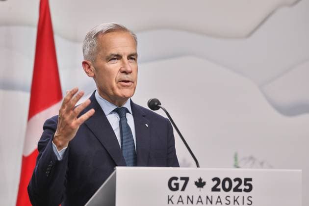 Kananaskis, Alberta, Canada, 18 06 2025 Mountain Lodge G7 Summit 2025 Canadian Prime Minister Mark Carney speaks at the closing press conference Copyright: xdtsxNachrichtenagenturx dts_71254
