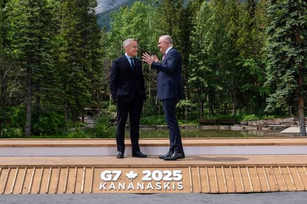 Kananaskis, Alberta, Canada, 17 06 2025 Mountain Lodge G7 Summit 2025 Mark Carney and Anthony Albanese Photo Michael Kappeler Pool Copyright: xMichaelxKappeler Pool dtsxNachrichtenagenturx dts_71267