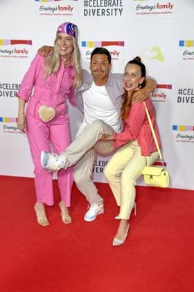 Vanessa Meisinger, Simon Albers and Svenja Theißen at the Ernsting™s family fashion reception under the inspiring motto CELEBRATE DIVERSITY at the Riverside Hotel in Hamburg on 17 06 2025