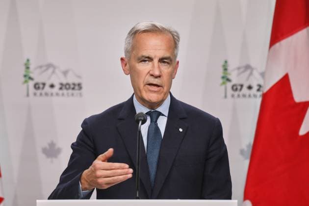 Kananaskis, Alberta, Canada, 18 06 2025 Mountain Lodge G7 Summit 2025 Canadian Prime Minister Mark Carney speaks at the closing press conference Copyright: xdtsxNachrichtenagenturx dts_71278