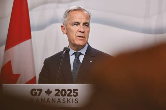 Kananaskis, Alberta, Canada, 18 06 2025 Mountain Lodge G7 Summit 2025 Canadian Prime Minister Mark Carney speaks at the closing press conference Copyright: xdtsxNachrichtenagenturx dts_71284