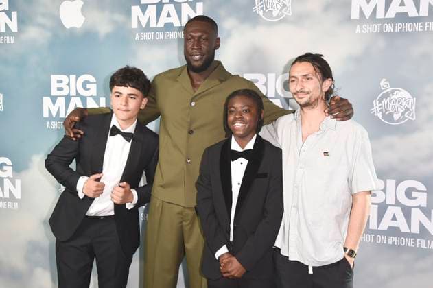 Jaydon Eastman, Stormzy, Klevis Brahja and Aneil Karia at the premiere of the Apple iPhone 16 Pro short film Big Man at BFI Southbank London, 18 06 2025 Foto:xS.xVasx xFuturexImagex big_man_5710