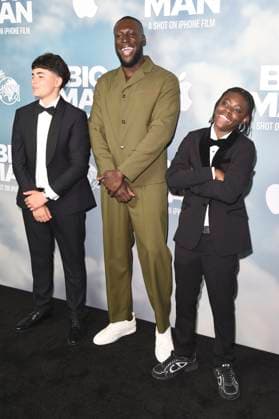 Jaydon Eastman, Stormzy and Klevis Brahja at the premiere of the Apple iPhone 16 Pro short film Big Man at BFI Southbank London, 18 06 2025 Foto:xS.xVasx xFuturexImagex big_man_5712