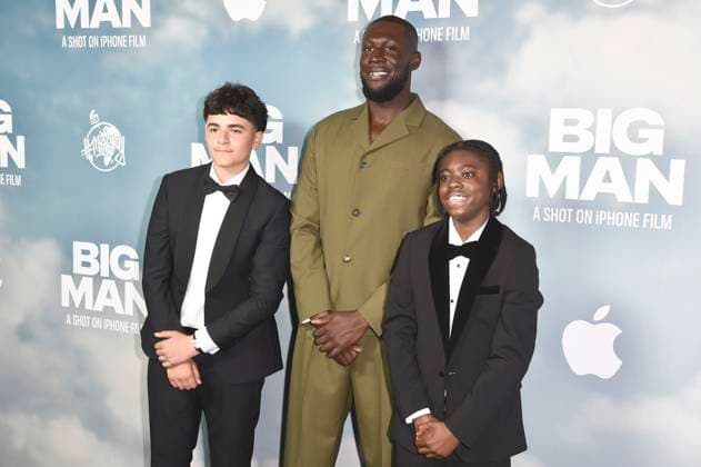 Jaydon Eastman, Stormzy and Klevis Brahja at the premiere of the Apple iPhone 16 Pro short film Big Man at BFI Southbank London, 18 06 2025 Foto:xS.xVasx xFuturexImagex big_man_5715
