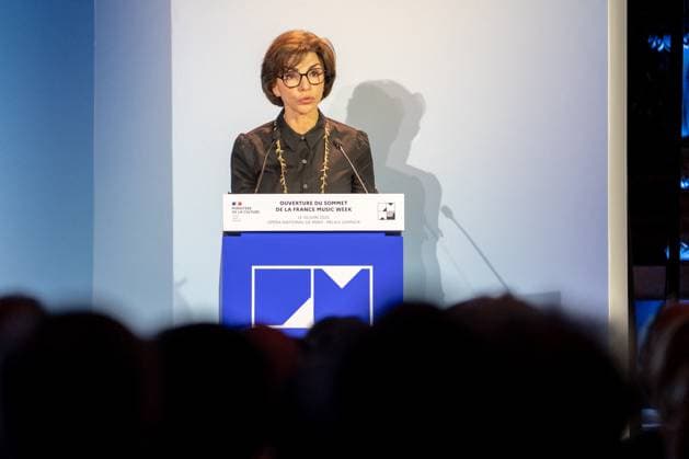 Summit France Music Week - Palais Garnier - Paris Rachida Dati, French Minister of Culture during the 2025 France Music Week Summit. From the iconic Palais Garnier, the France Music Week Summit brings together global music leaders to shape the future of the industry in the age of digital, AI, and new creative horizons. France, Palais Garnier, Paris on June 20, 2025. Photo by Alexis Jumeaux ABACAPRESS.COM Paris Ile-de-France France  Copyright: xJumeauxAlexis ABACAx