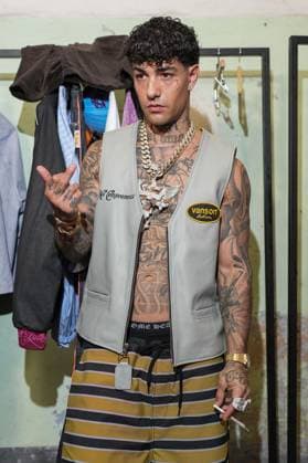 Milan, Milan Men s Fashion Week: Spring Summer 2026 - Men s Fashion, Spring Summer 2026 - Tony Effe shows for PDF in the photo: Tony Effe  Copyright: xRiccardoxGIordanox xipa-agency.netx xRiccardoxGiordanox IPA_Agency_IPA59288300