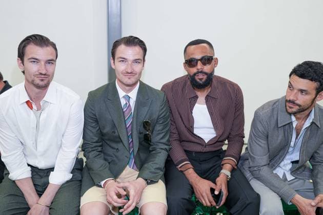 Milan, Milan Men s Fashion Week: Spring Summer 2026 - Men s Fashion, Spring Summer 2026 - Paul Smith fashion show - front raw in the photo: Twin Brett Twin Scott Jean Claude Mpaussy  Copyright: xRiccardoxGIordanox xipa-agency.netx xRiccardoxGiordanox IPA_Agency_IPA59320073