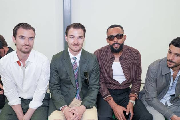 Milan, Milan Men s Fashion Week: Spring Summer 2026 - Men s Fashion, Spring Summer 2026 - Paul Smith fashion show - front raw in the photo: Twin Brett Twin Scott Jean Claude Mpaussy  Copyright: xRiccardoxGIordanox xipa-agency.netx xRiccardoxGiordanox IPA_Agency_IPA59320070