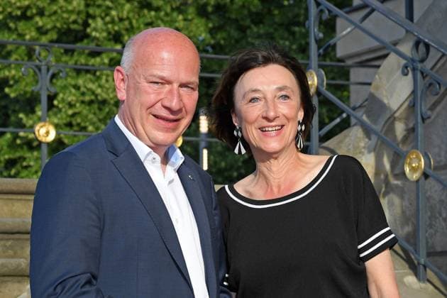Kai Wegner, Elisabeth Sobotka Director of the Staatsoper on the red carpet for the STAATSOPER FÜR ALLE at the Staatsoper Unter den Linden in Berlin on 21 06 2025